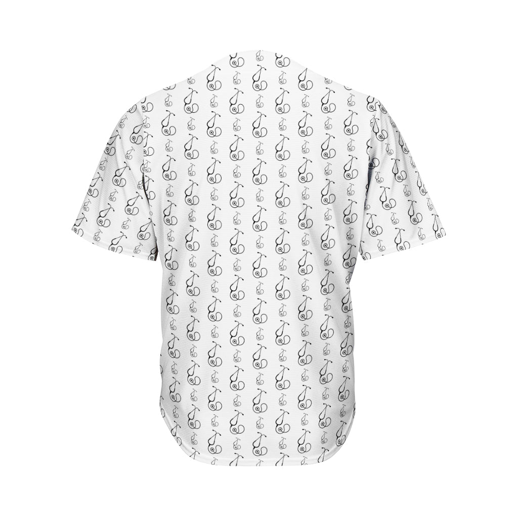 White And Black Stethoscope Print Men's Baseball Jersey
