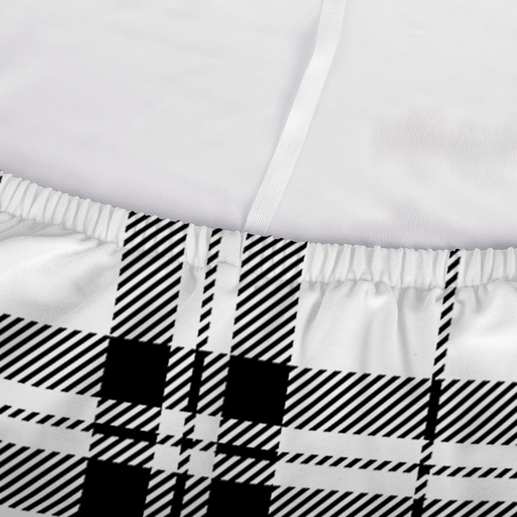 White And Black Tartan Pattern Print Sofa Cover