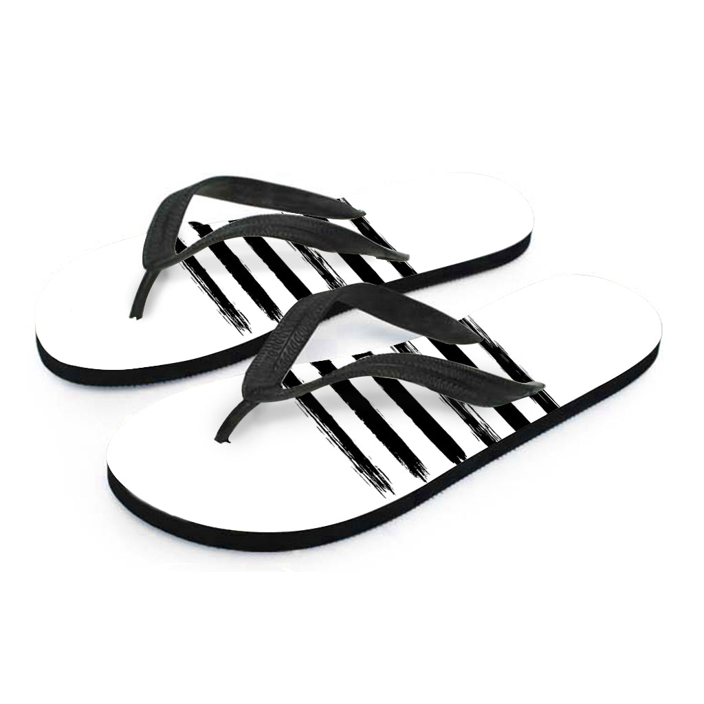 White And Black USA Flag Print Flip Flops