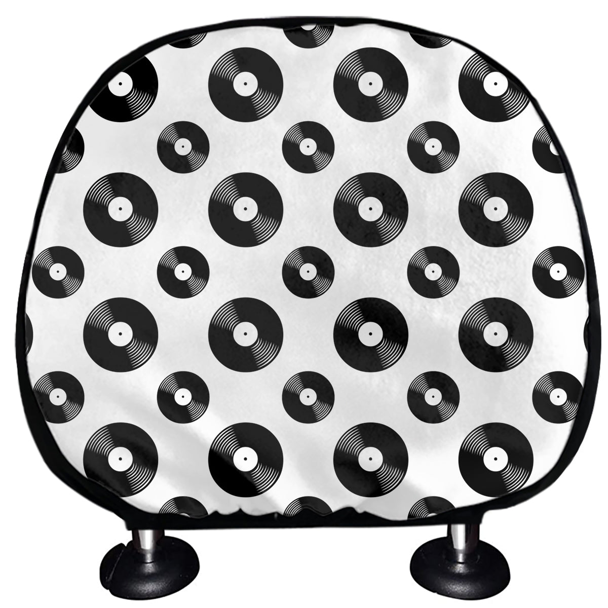 White And Black Vinyl Pattern Print Car Headrest Covers