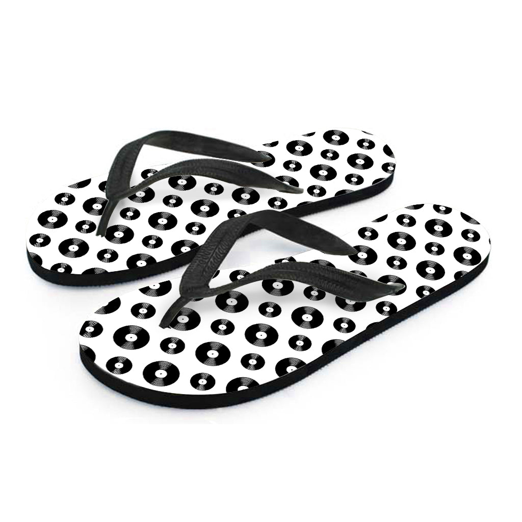 White And Black Vinyl Pattern Print Flip Flops