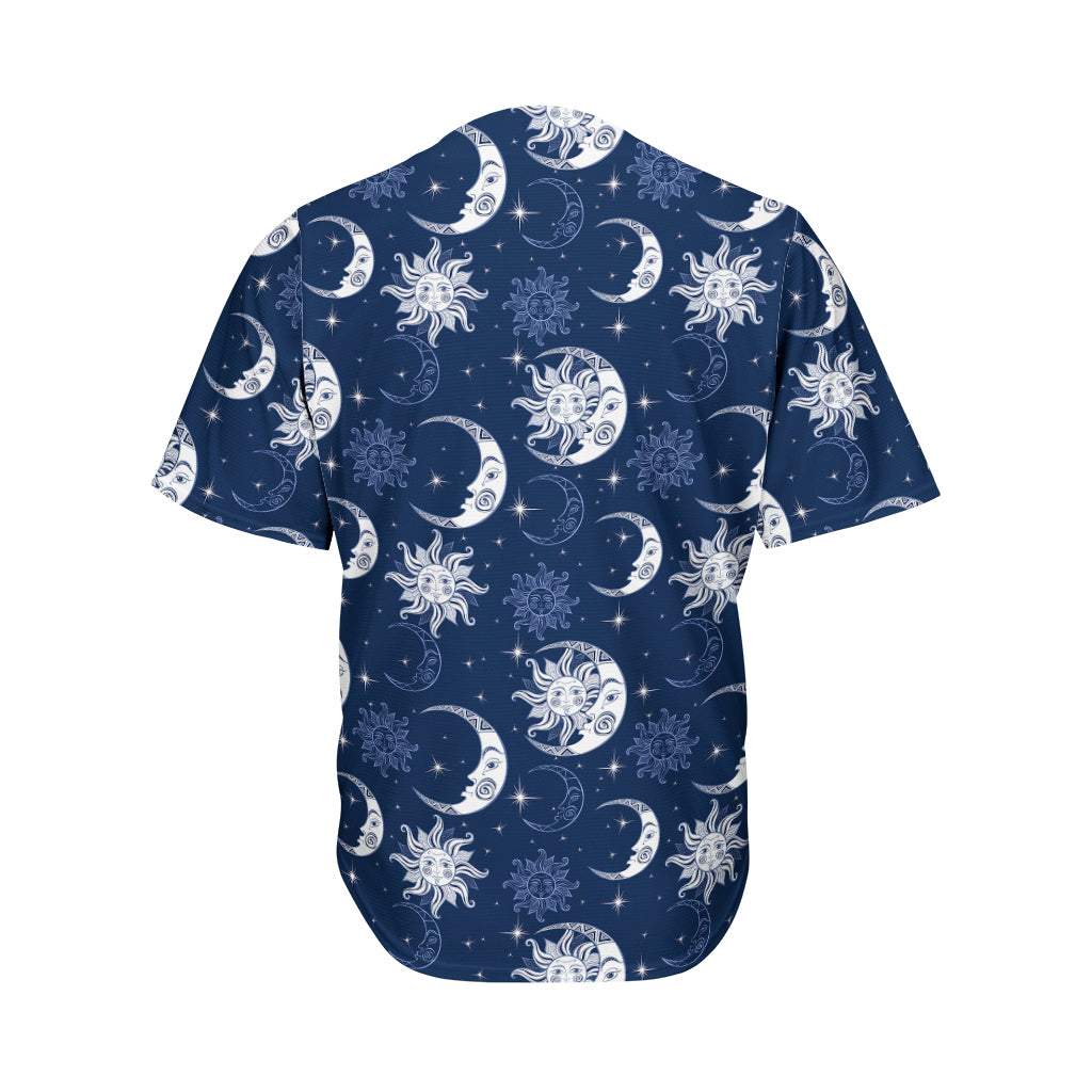 White And Blue Celestial Pattern Print Men's Baseball Jersey