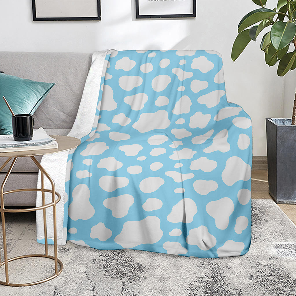 White And Blue Cow Print Blanket