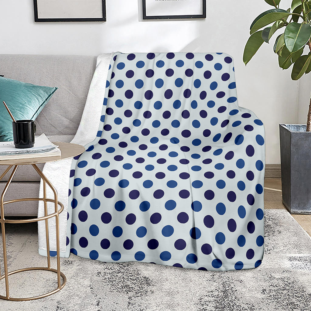 White And Blue Polka Dot Pattern Print Blanket