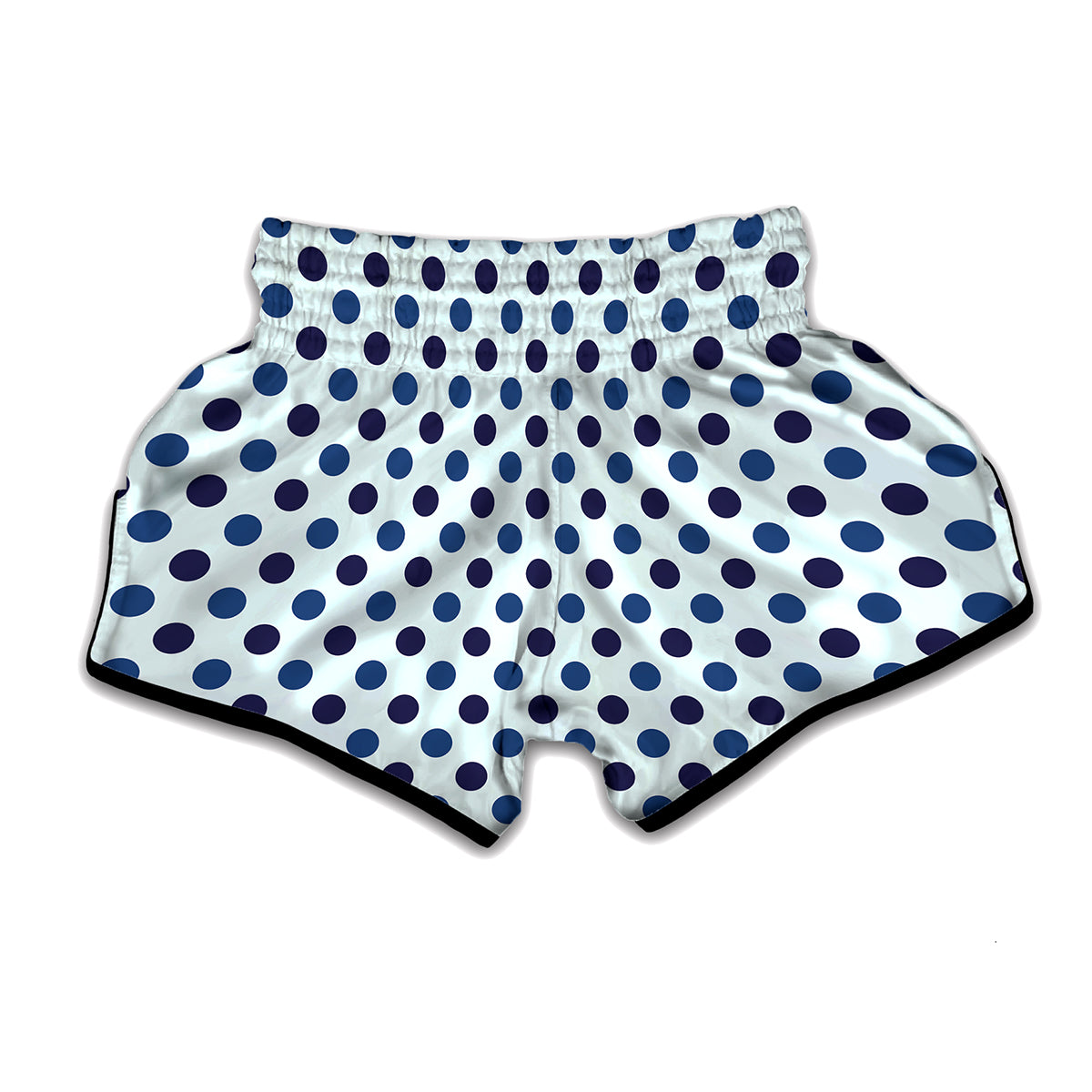 White And Blue Polka Dot Pattern Print Muay Thai Boxing Shorts