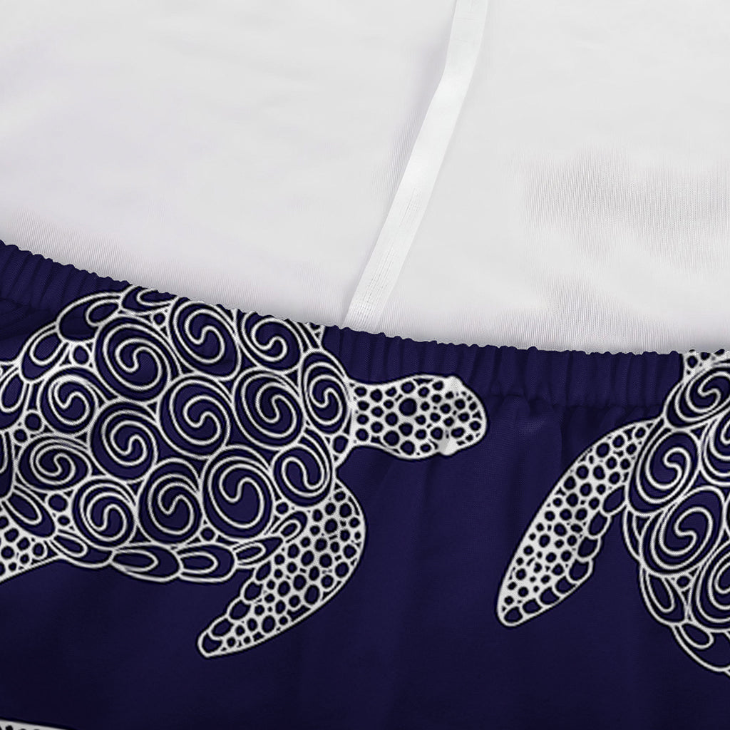 White And Blue Turtle Pattern Print Sofa Cover