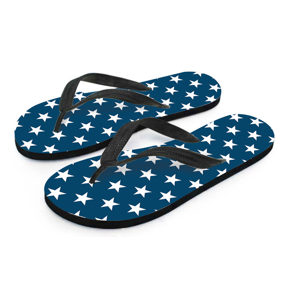 White And Blue USA Star Pattern Print Flip Flops
