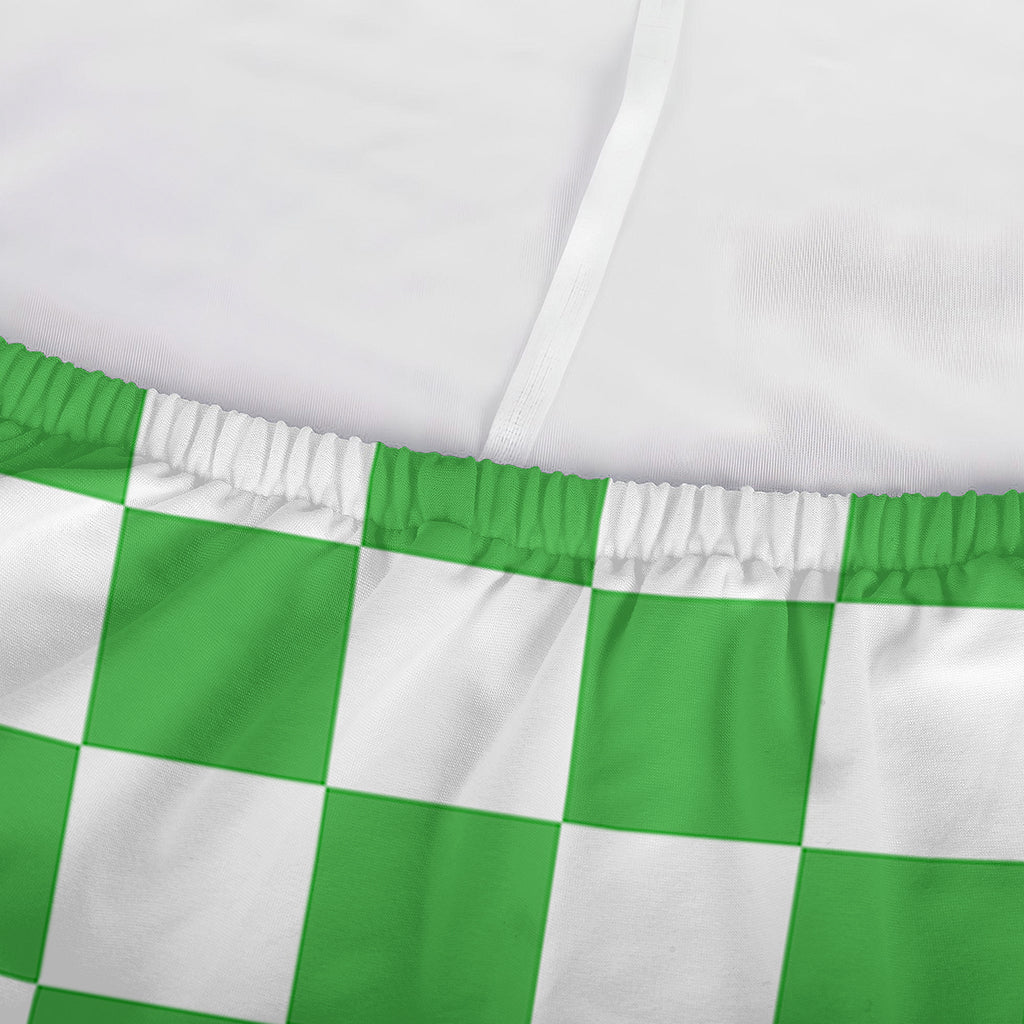 White And Green Checkered Print Sofa Cover