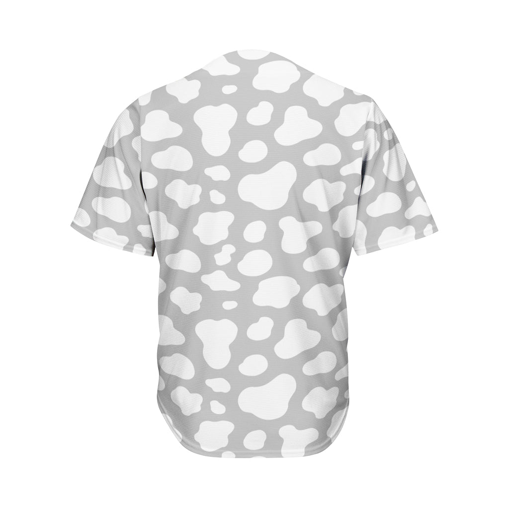 White And Grey Cow Print Men's Baseball Jersey