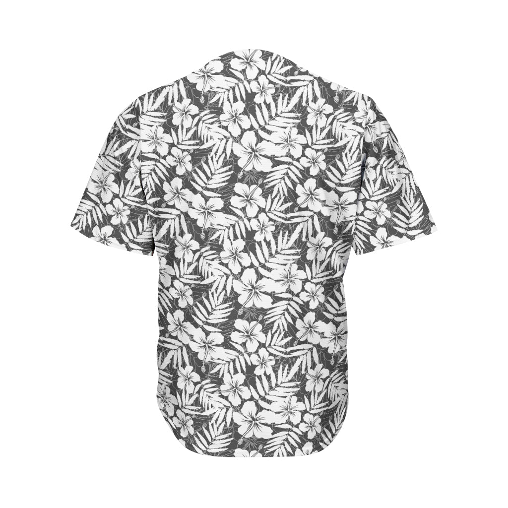 White And Grey Hawaiian Pattern Print Men's Baseball Jersey
