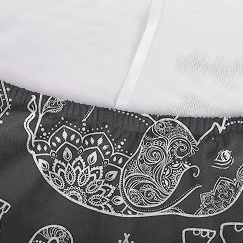 White And Grey Indian Elephant Print Sofa Cover