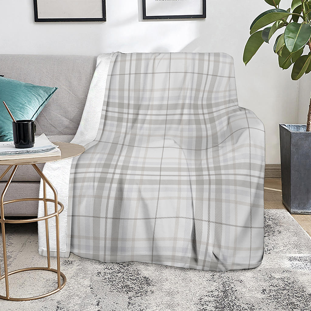 White And Grey Plaid Pattern Print Blanket