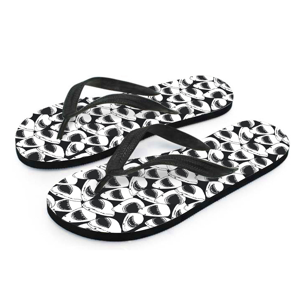 White And Grey Shark Pattern Print Flip Flops