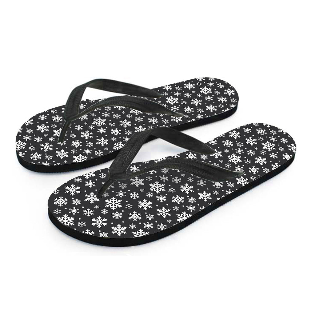 White And Grey Snowflake Pattern Print Flip Flops