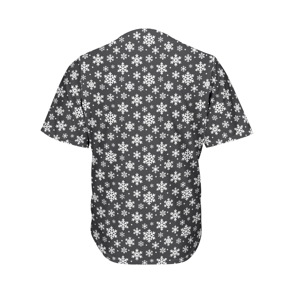 White And Grey Snowflake Pattern Print Men's Baseball Jersey
