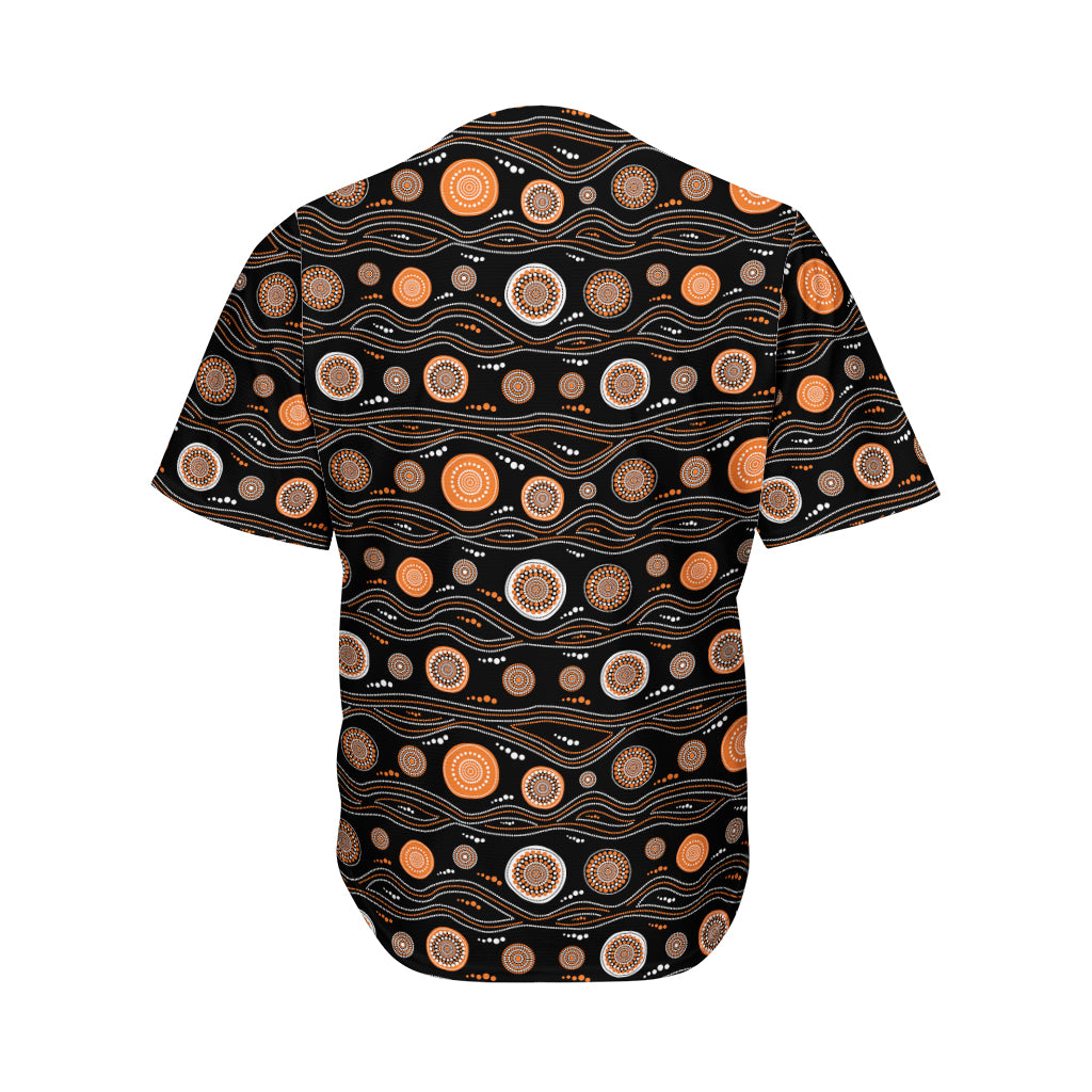 White And Orange Aboriginal Dot Print Men's Baseball Jersey