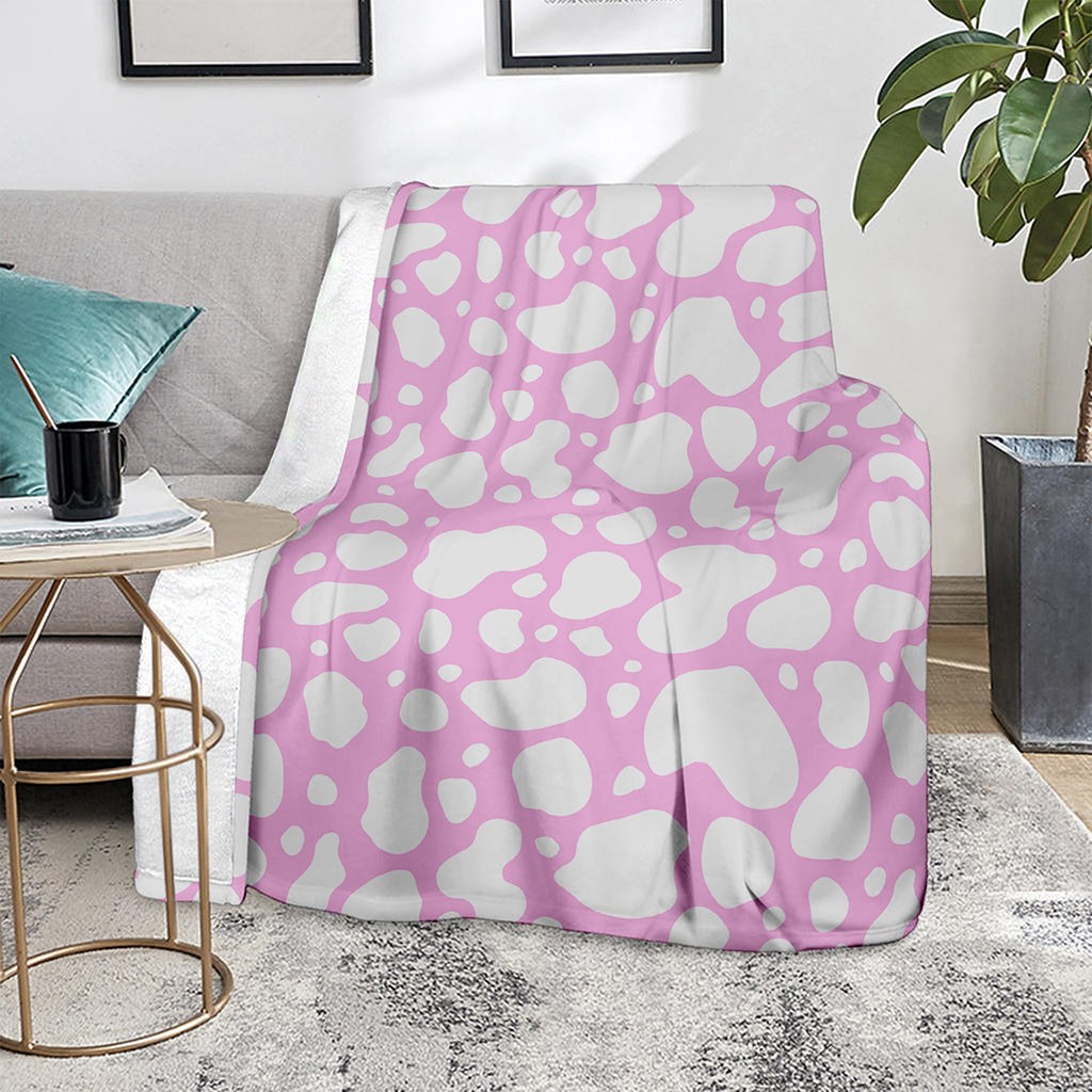 White And Pink Cow Print Blanket