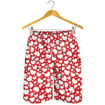 White And Red Heart Pattern Print Men's Shorts
