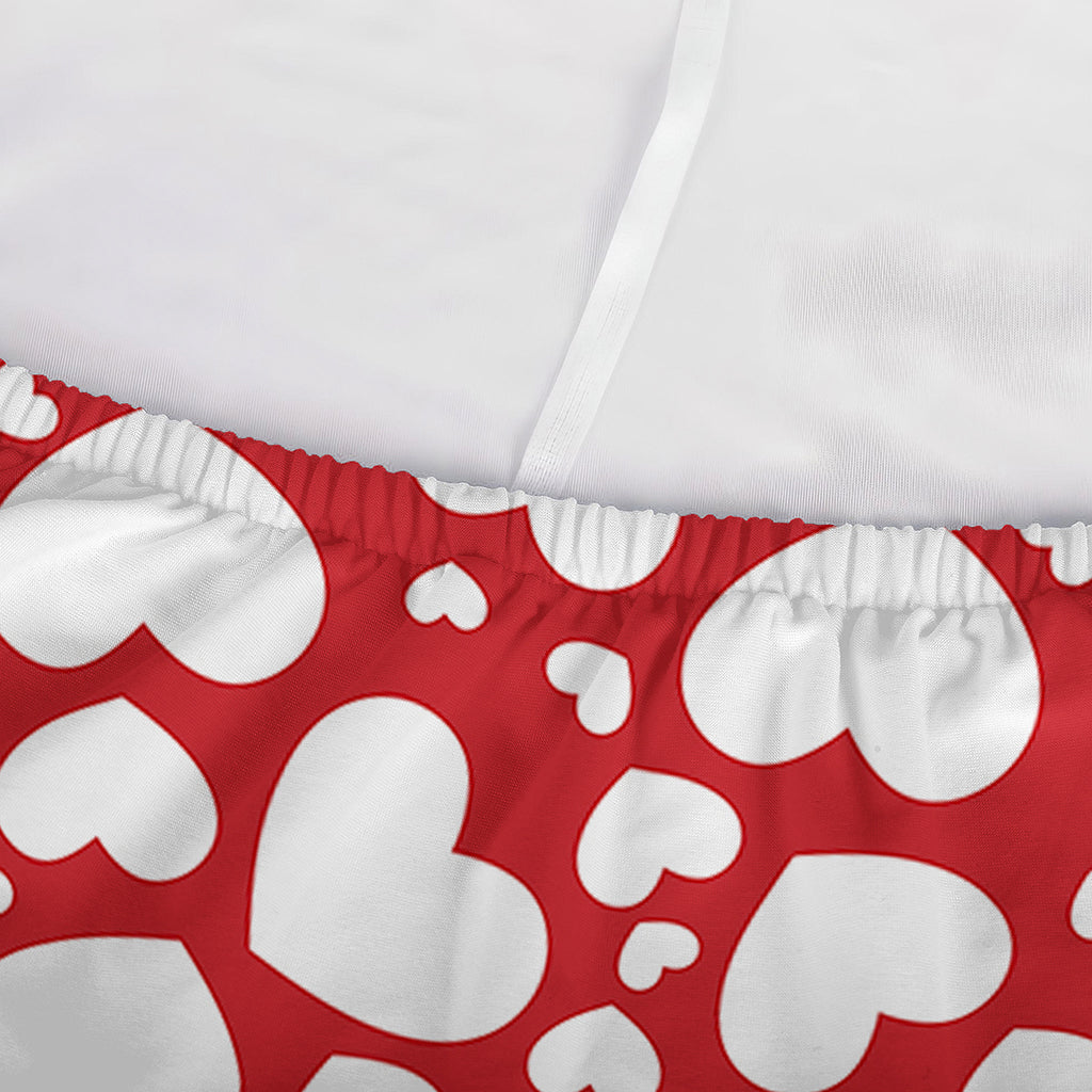 White And Red Heart Pattern Print Sofa Cover