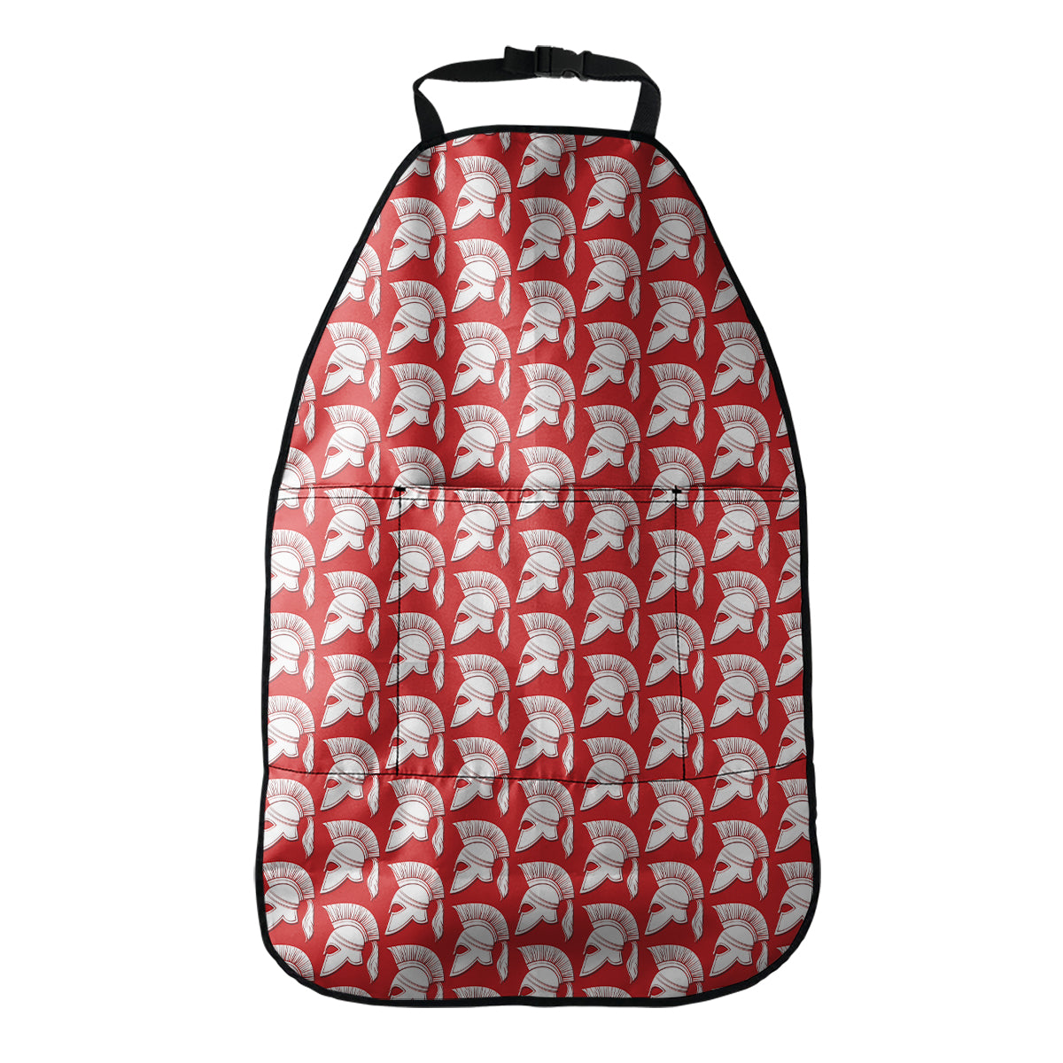 White And Red Spartan Pattern Print Car Seat Organizers
