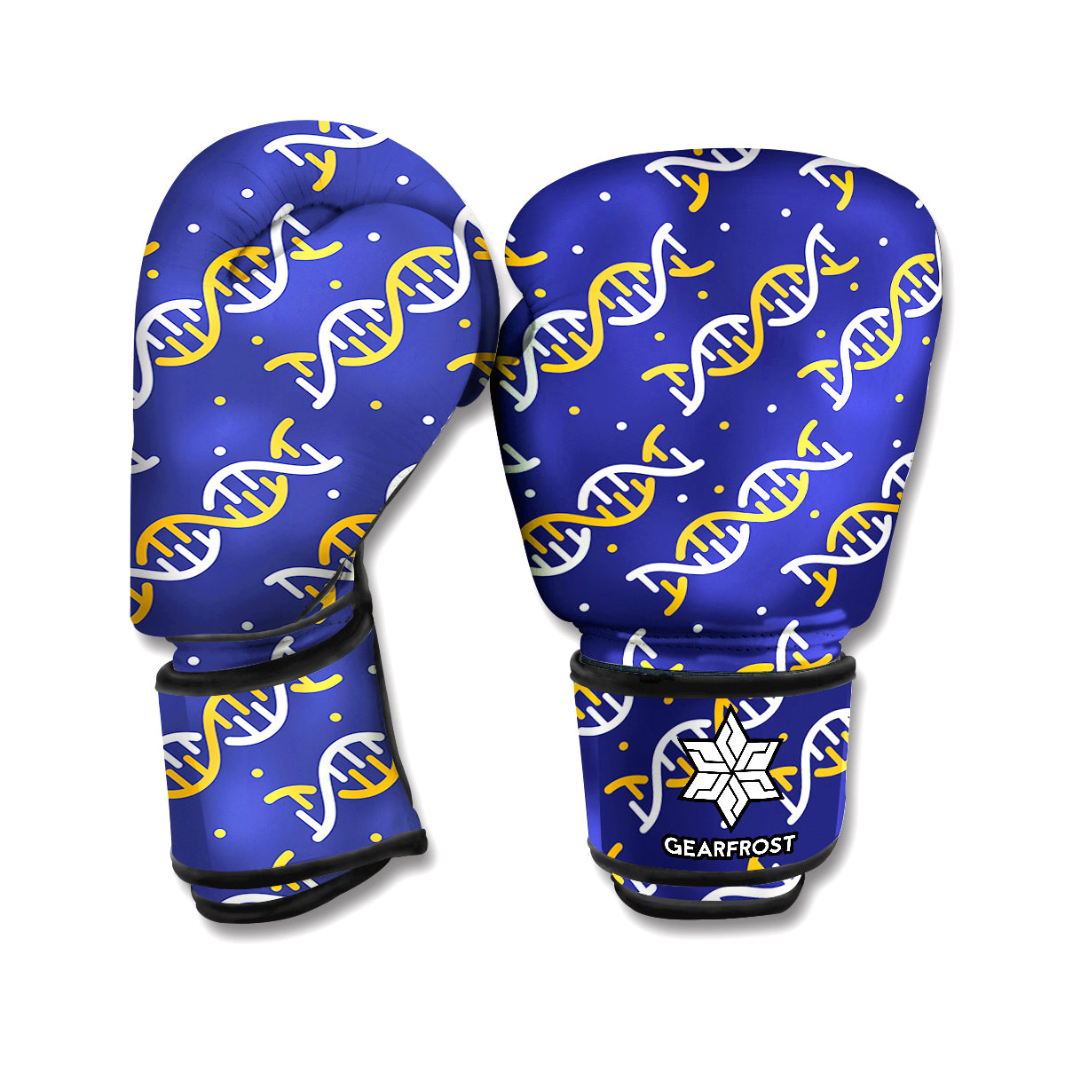 White And Yellow DNA Pattern Print Boxing Gloves