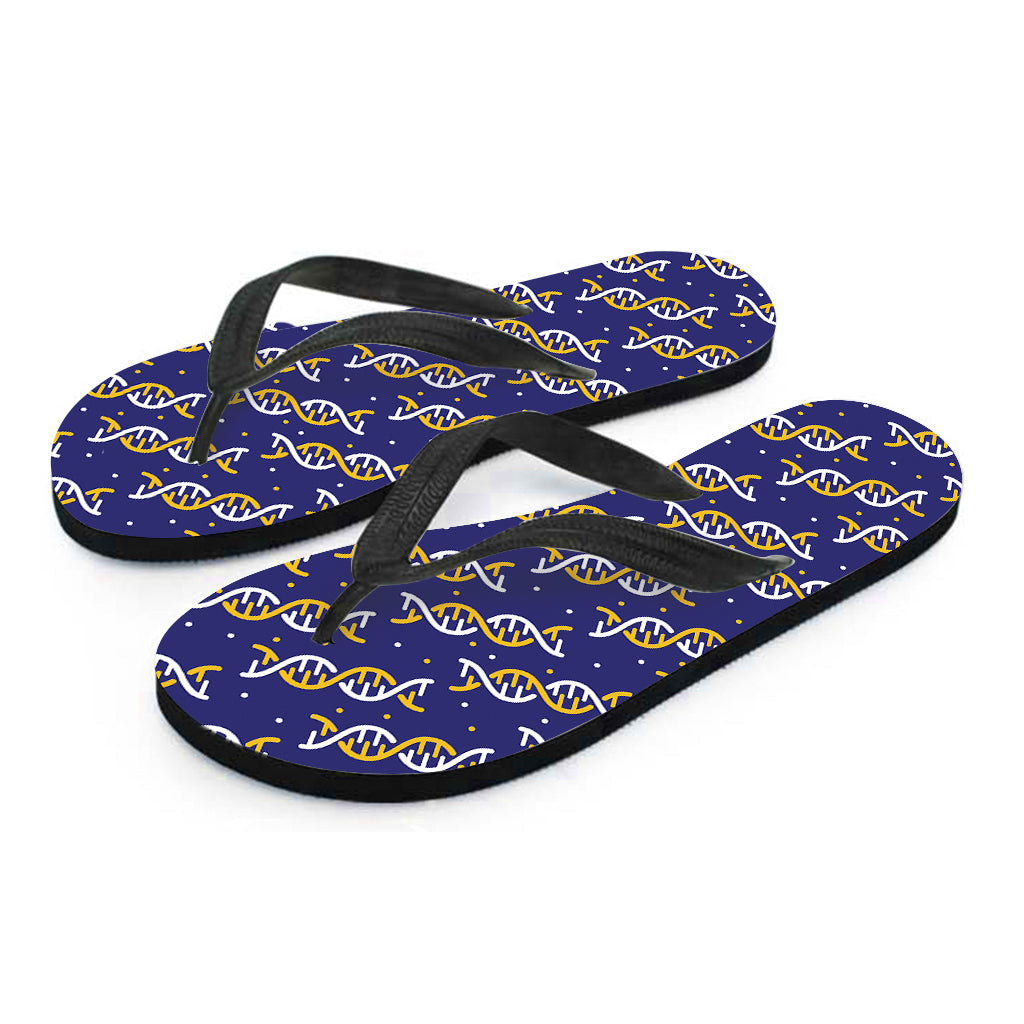 White And Yellow DNA Pattern Print Flip Flops