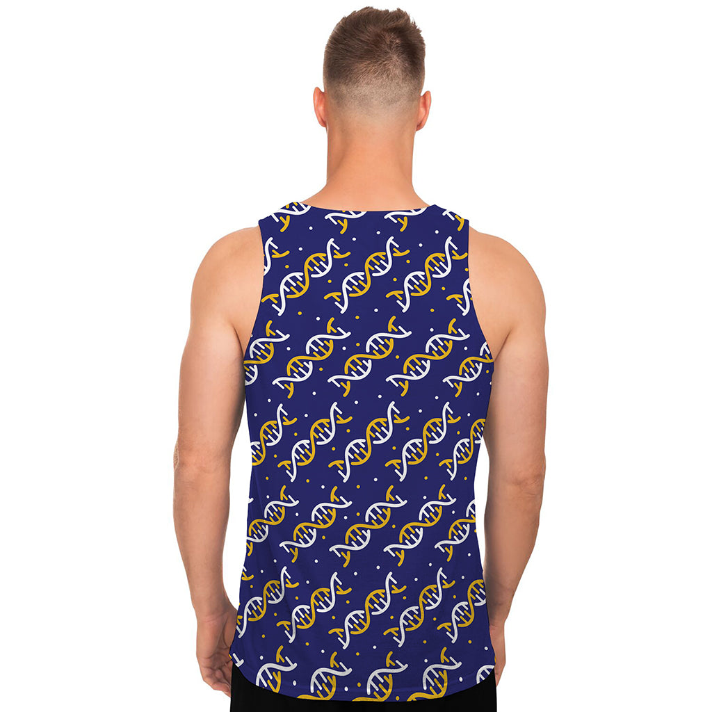 White And Yellow DNA Pattern Print Men's Tank Top