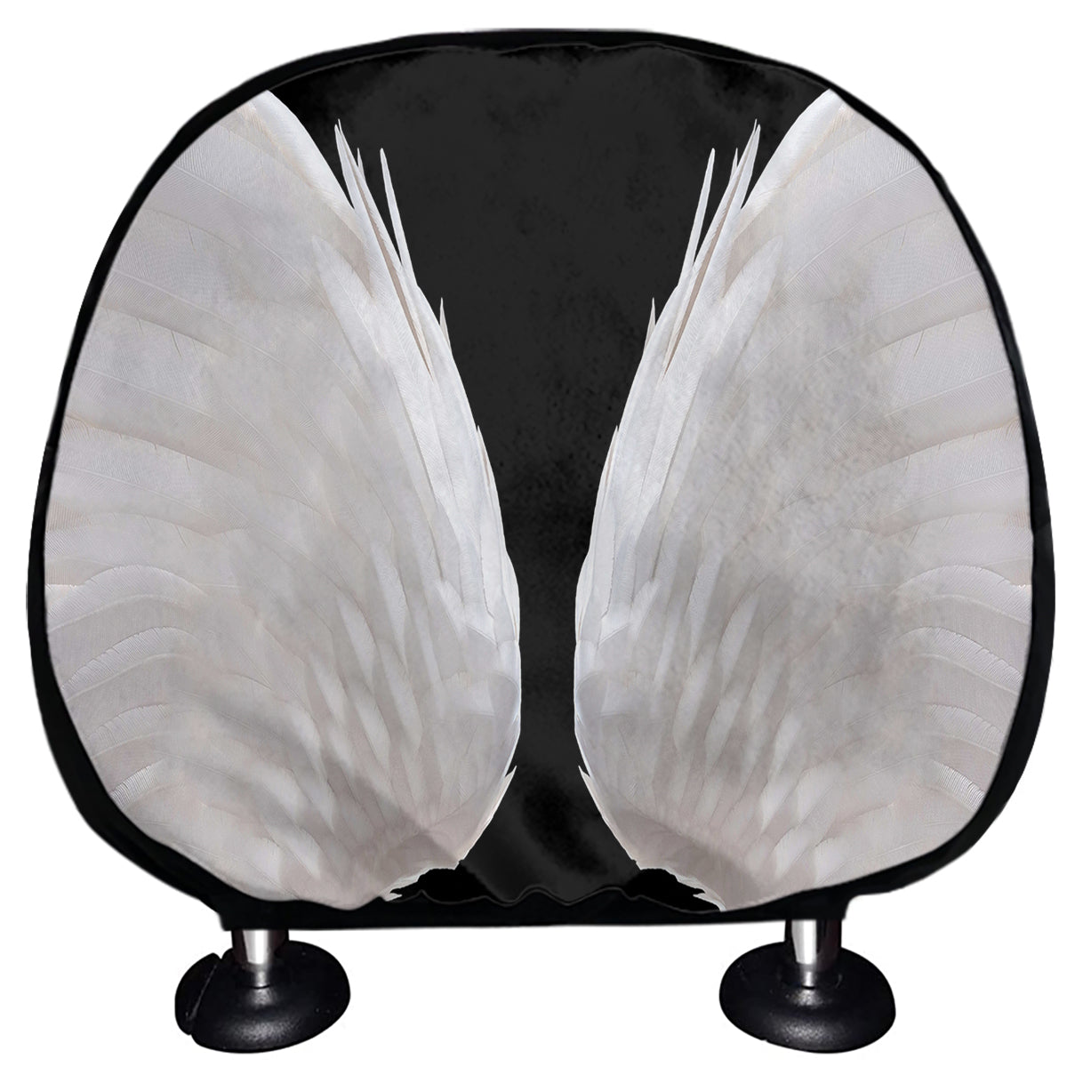 White Angel Wings Print Car Headrest Covers