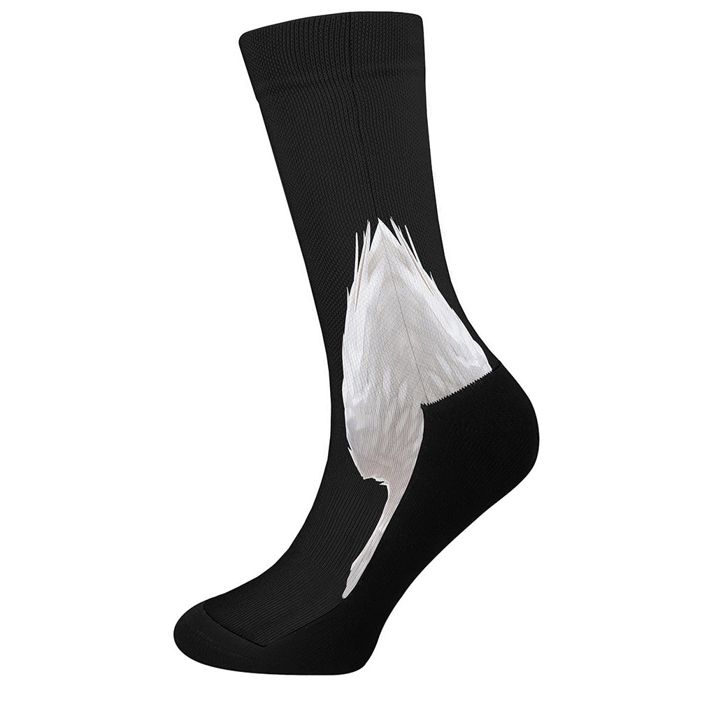 White Angel Wings Print Crew Socks