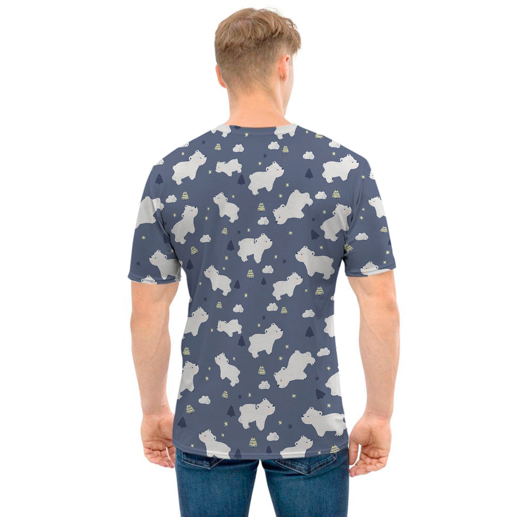 White Baby Polar Bear Pattern Print Men's T-Shirt