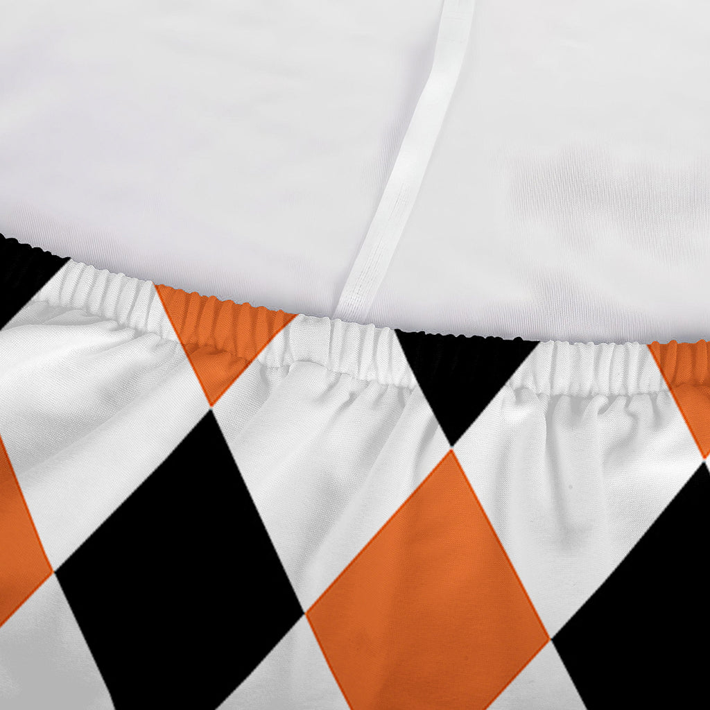 White Black And Orange Harlequin Print Sofa Cover