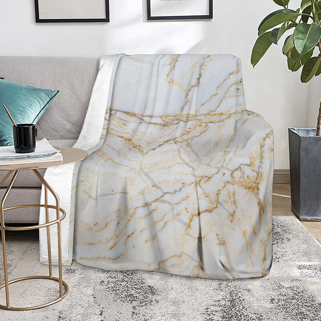 White Brown Grunge Marble Print Blanket