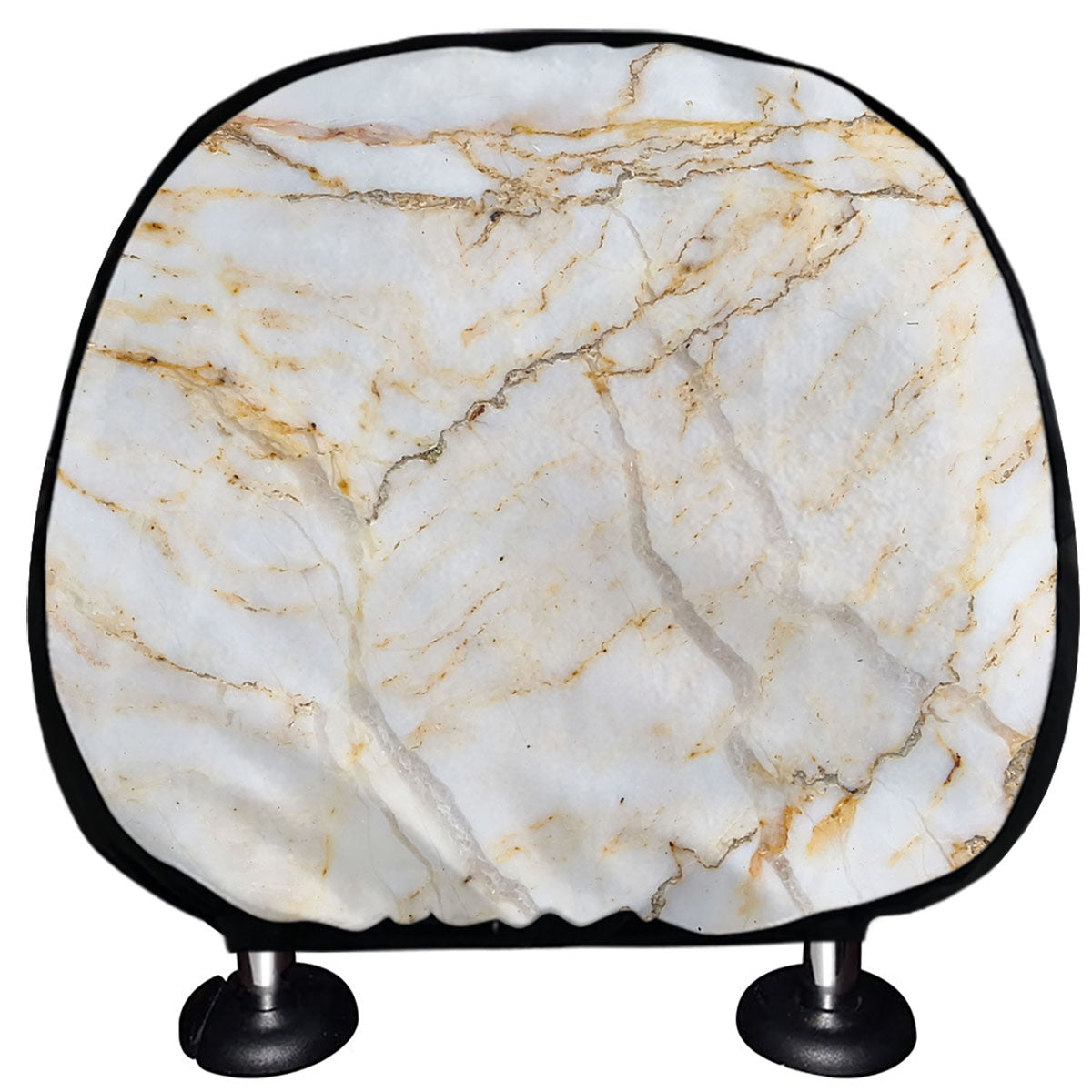 White Brown Grunge Marble Print Car Headrest Covers