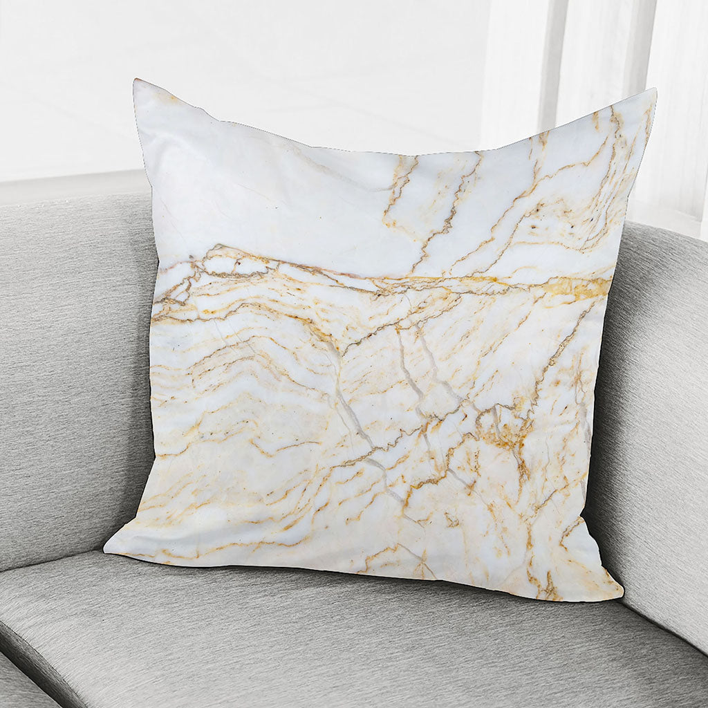 White Brown Grunge Marble Print Pillow Cover