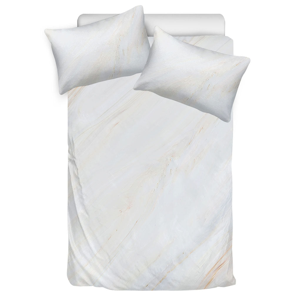 White Brown Smooth Marble Print Duvet Cover Bedding Set