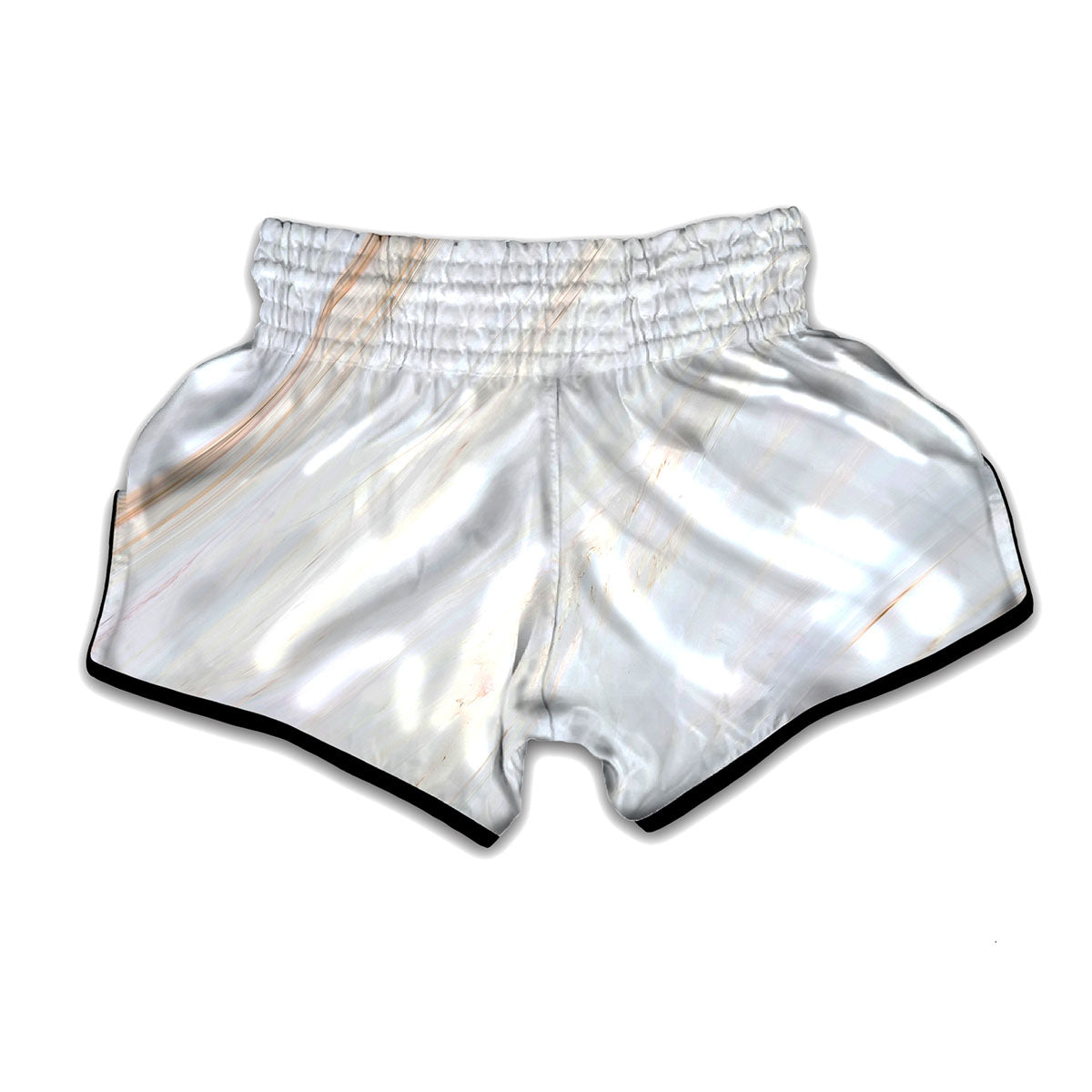 White Brown Smooth Marble Print Muay Thai Boxing Shorts