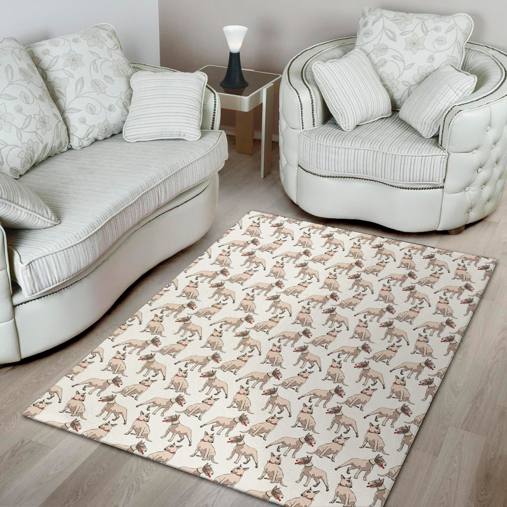 White Bull Terrier Pattern Print Area Rug
