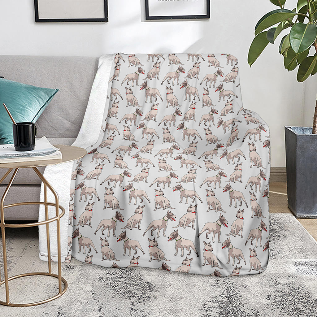 White Bull Terrier Pattern Print Blanket