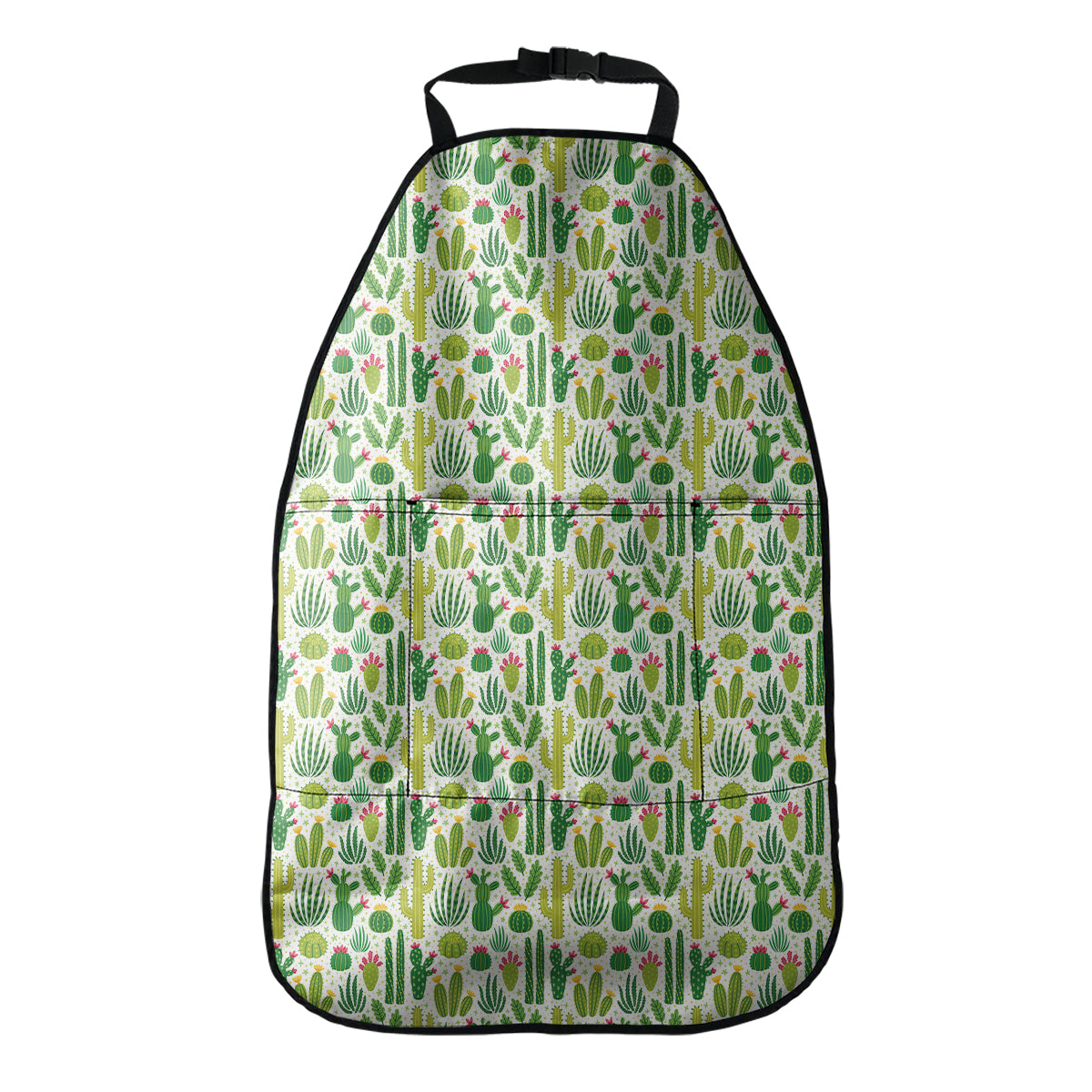 White Cactus Plant Pattern Print Car Seat Organizers