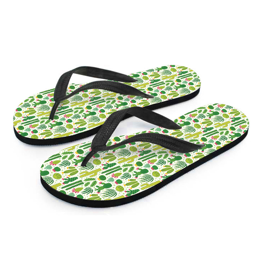 White Cactus Plant Pattern Print Flip Flops