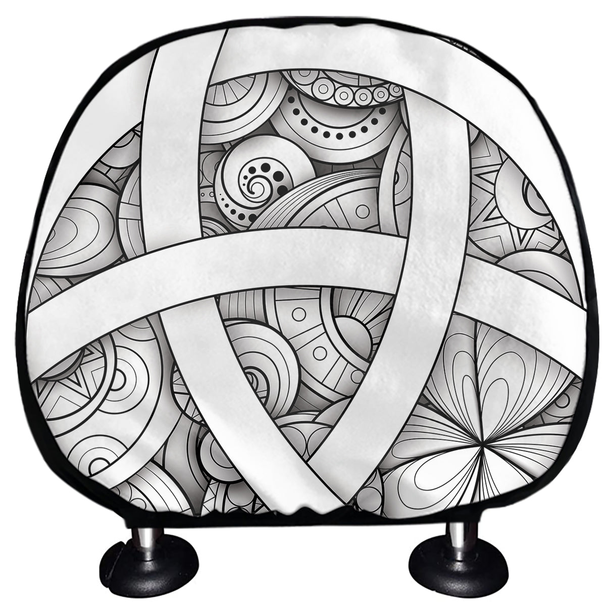 White Celtic Trinity Knot Symbol Print Car Headrest Covers