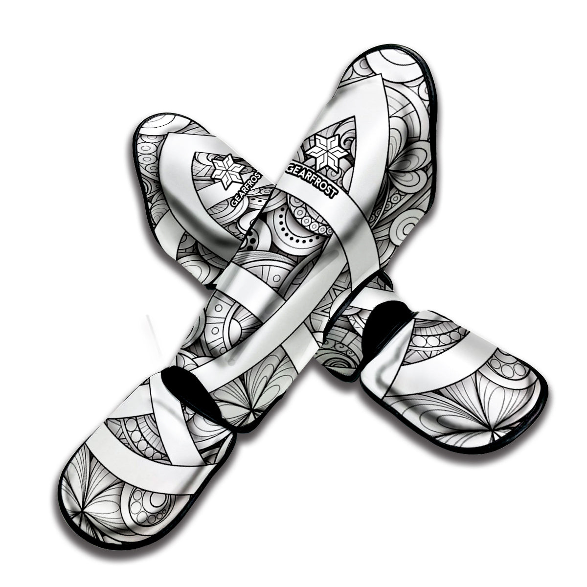 White Celtic Trinity Knot Symbol Print Muay Thai Shin Guard