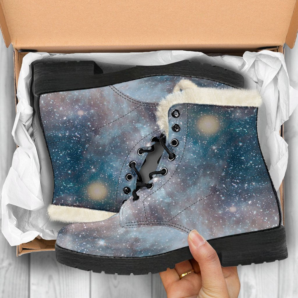 White Cloud Galaxy Space Print Comfy Boots GearFrost