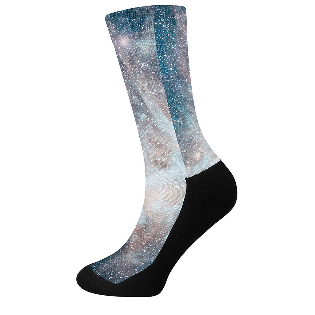 White Cloud Galaxy Space Print Crew Socks