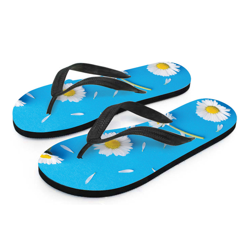 White Daisy Flower Print Flip Flops