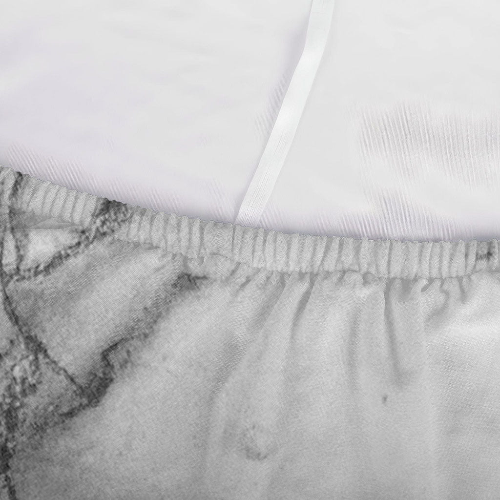 White Dark Grey Marble Print Sofa Cover