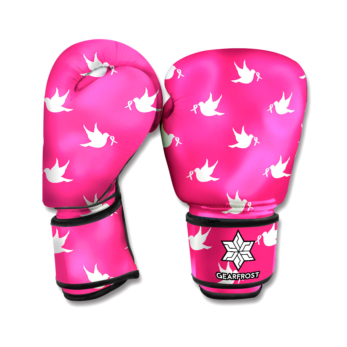 White Dove Breast Cancer Pattern Print Boxing Gloves