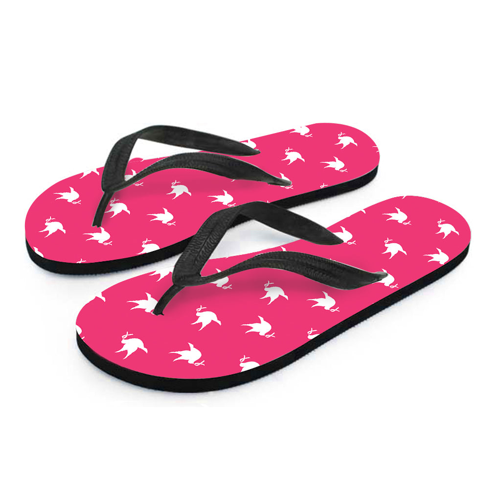 White Dove Breast Cancer Pattern Print Flip Flops