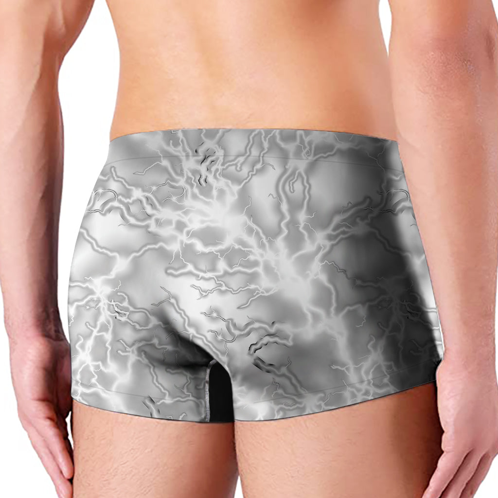 White Electric Lightning Print Men's Boxer Briefs
