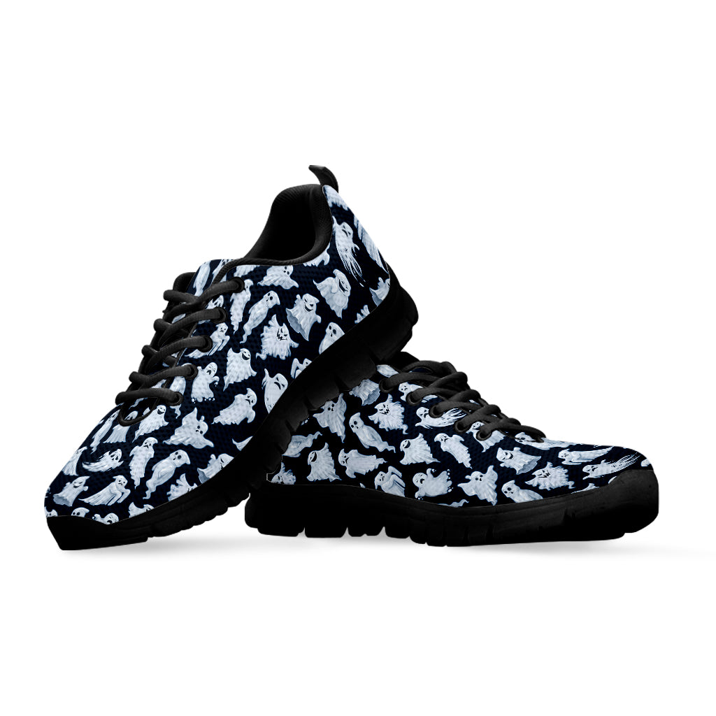 White Ghost Ghost Pattern Print Black Sneakers